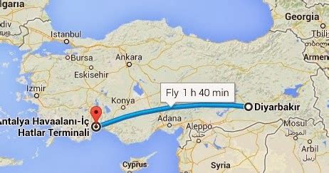 Antalya diyarbakır uçakla kaç saat sürer